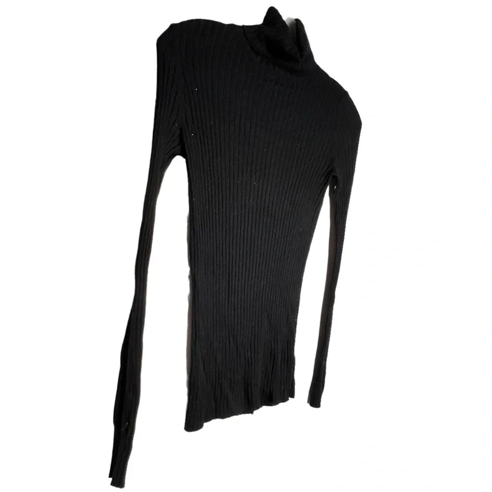 Vince. Cashmere Blend Black Ribbed Turtleneck‎ Sweater